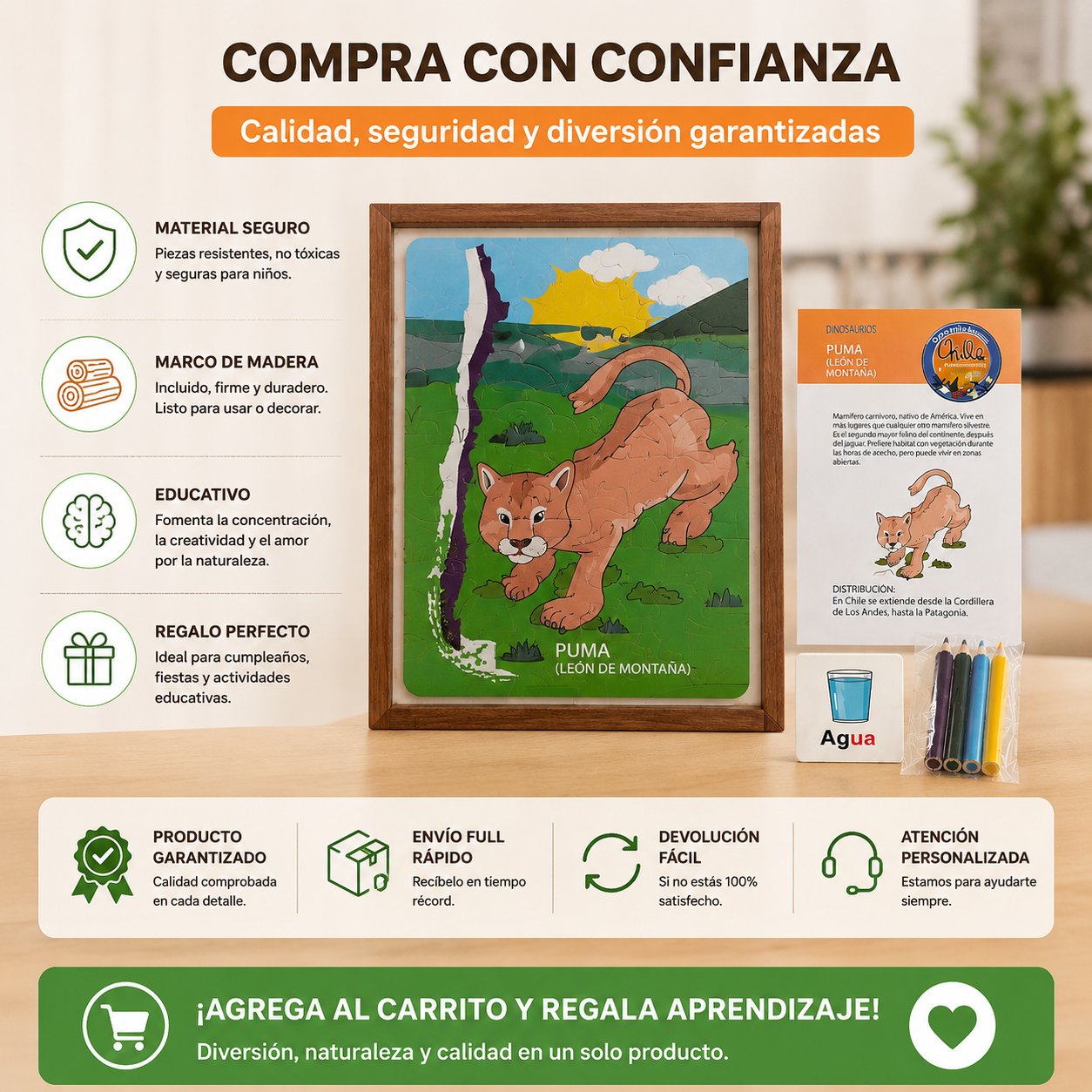 Puzle Rompecabeza Animales de chile Puma