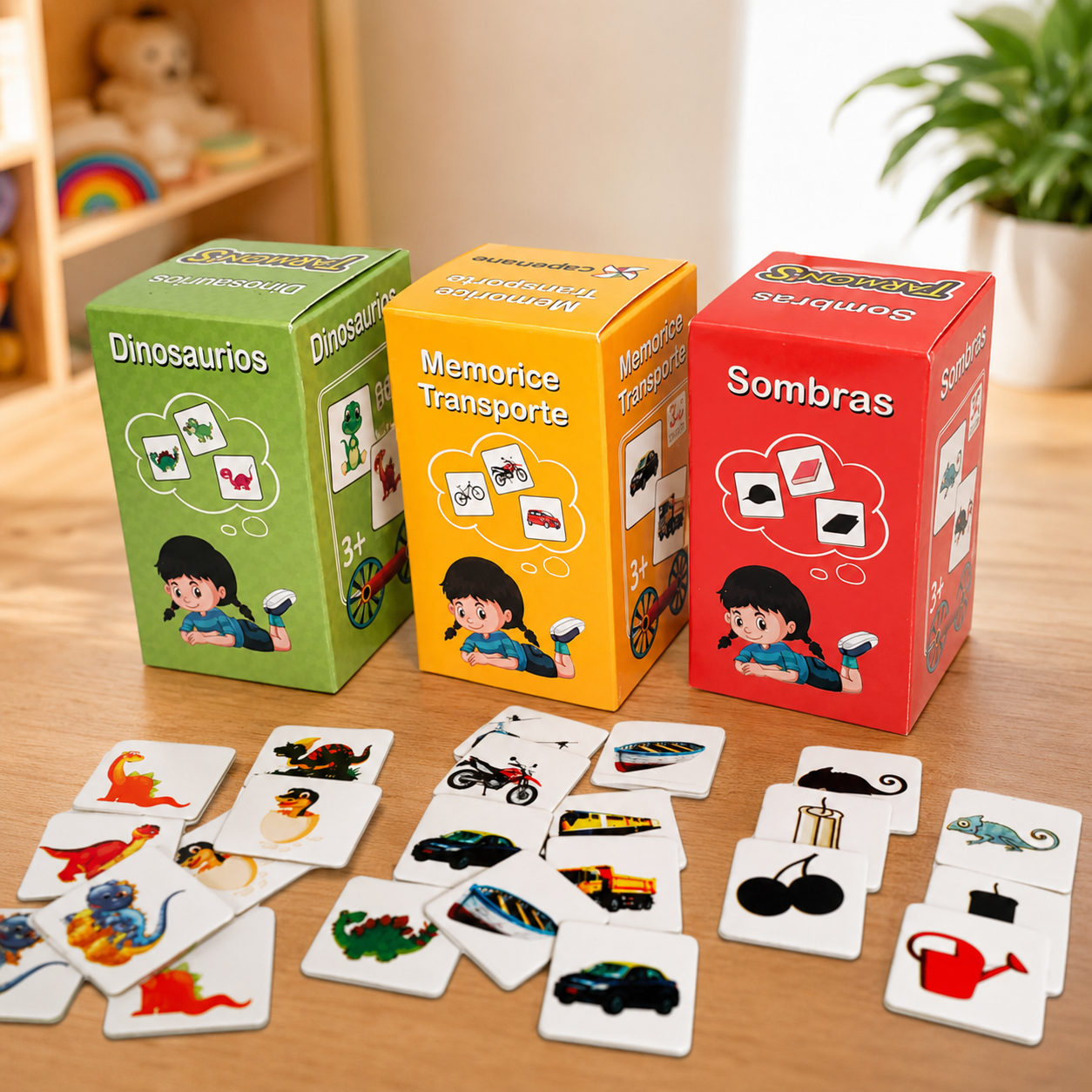 Pack Memorice Dinosaurio, Transporte Y Sombra