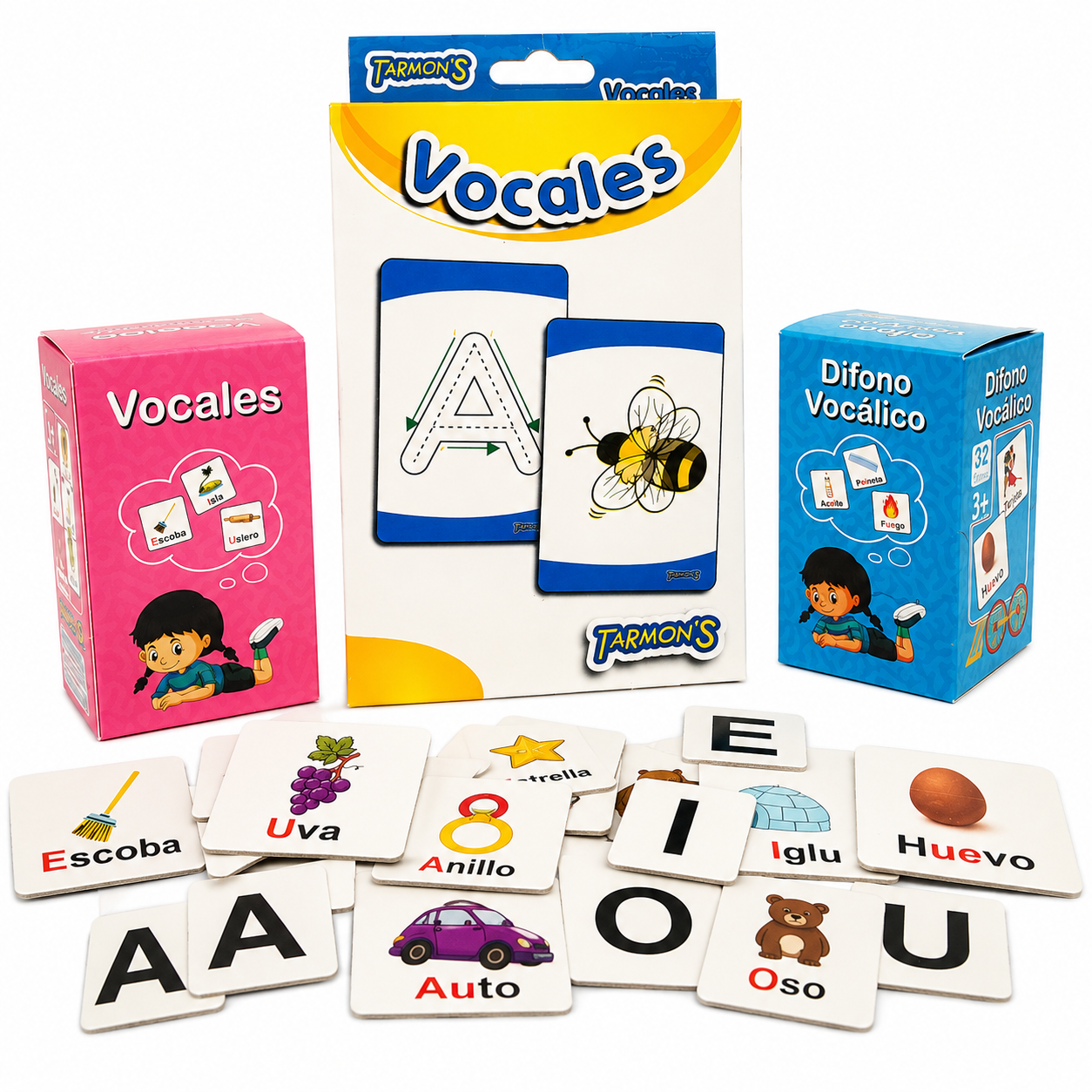 Pack Memorice Vocales, Memorice Difono y Tarjeta Vocales