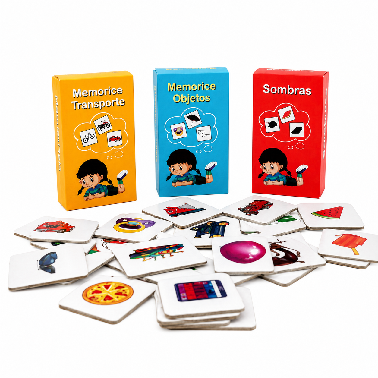 Pack Memorice Transporte, Objetos y Sombra
