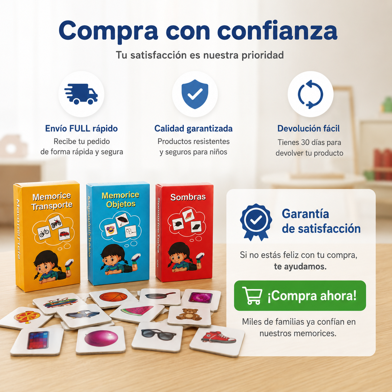 Pack Memorice Transporte, Objetos y Sombra