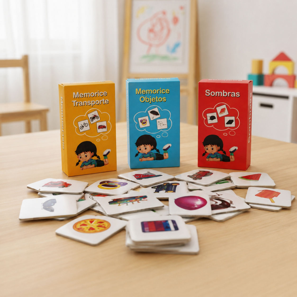 Pack Memorice Transporte, Objetos y Sombra
