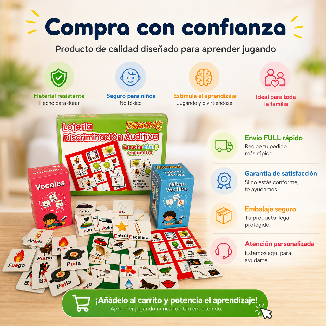 Lotería Discriminación, Memorice Vocales Y Difono Vocálico