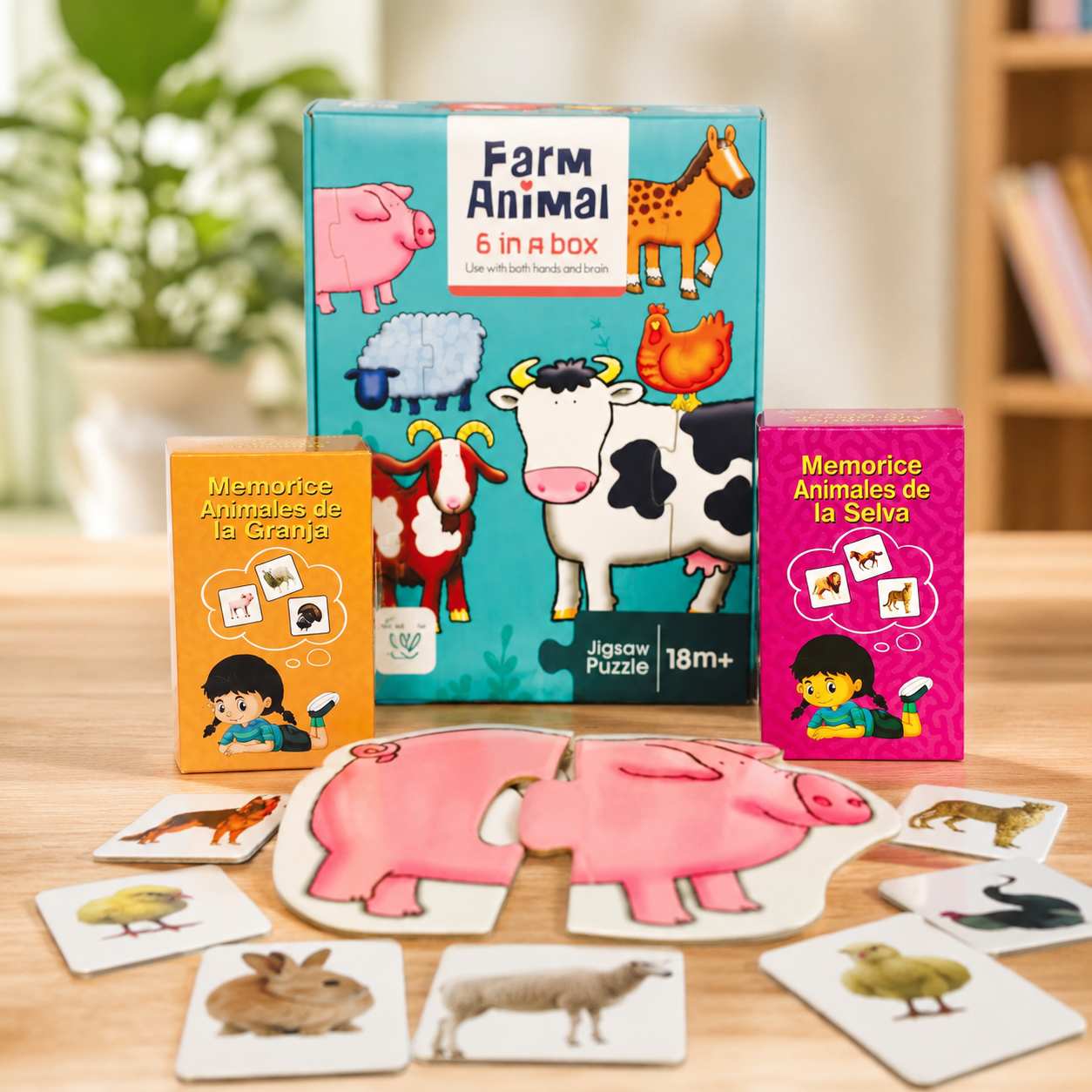 Pack 6 en 1 Granja, Memorice animales Granja y Salvaje