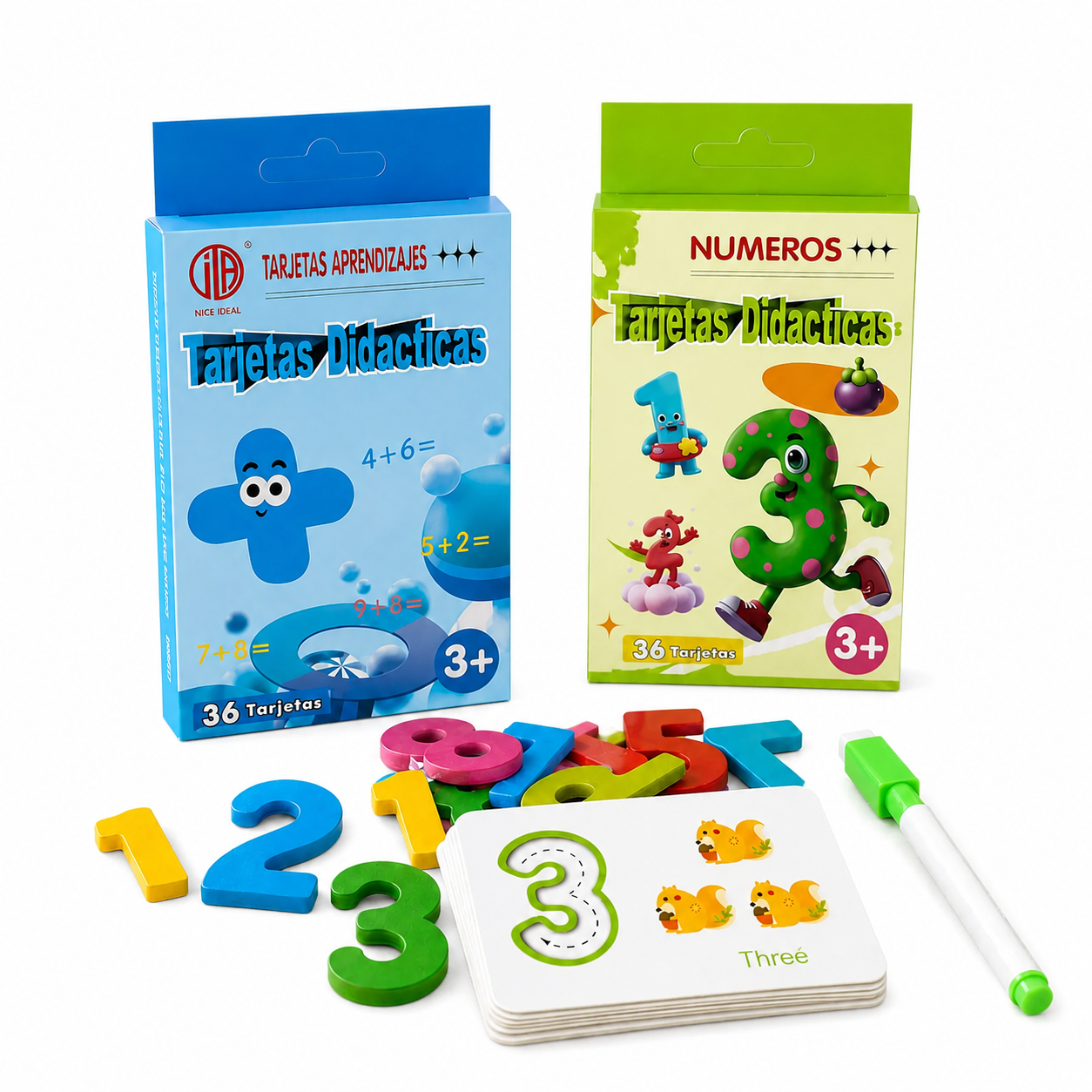 Pack Tarjetas y Pizarra con Números De Matemática Educativas