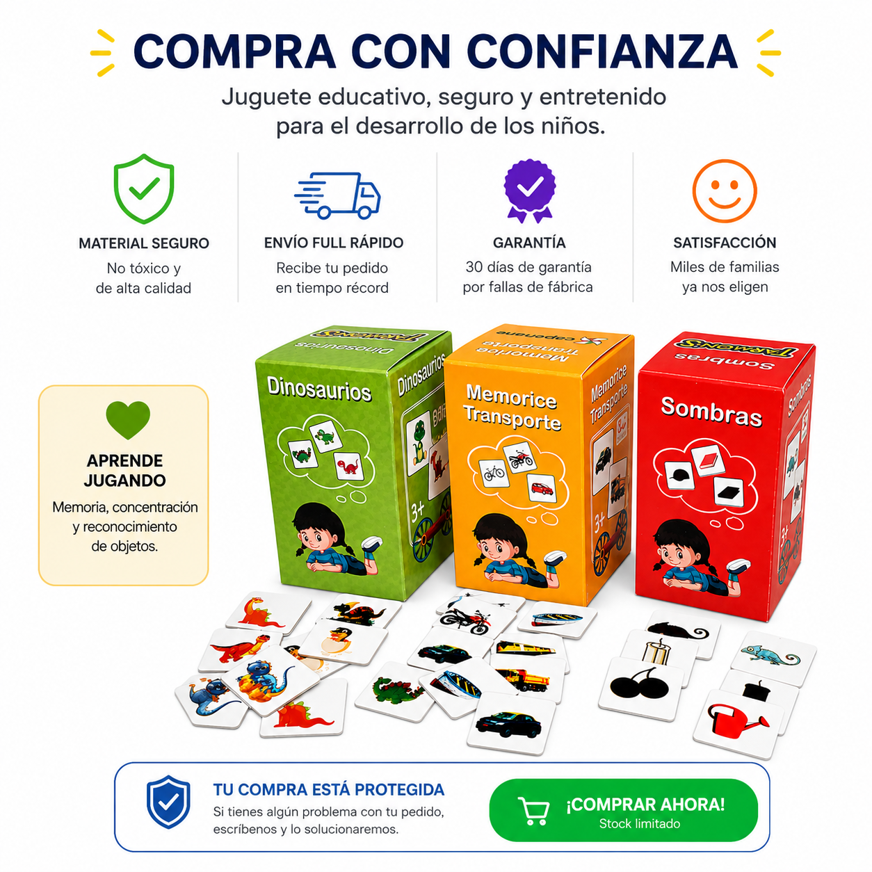Pack Memorice Dinosaurio, Transporte Y Sombra