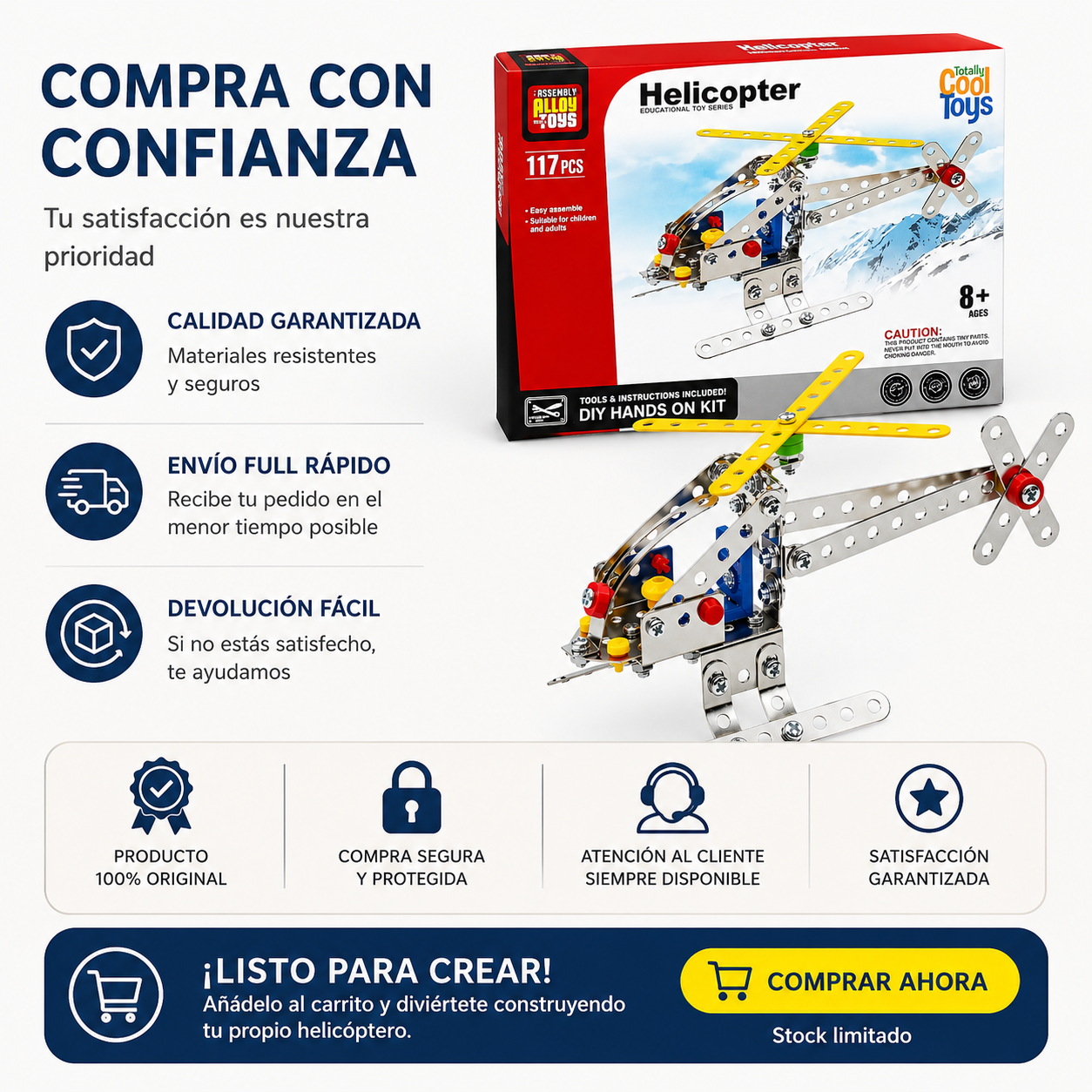 Helicóptero Mecano  117 Piezas Armable