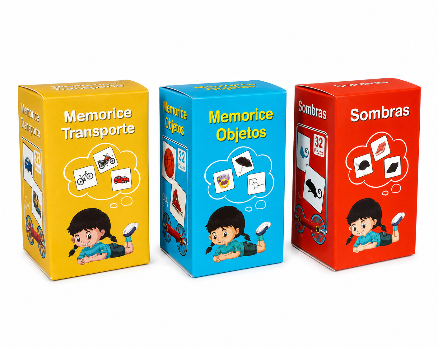 Pack Memorice Transporte, Objetos y Sombra
