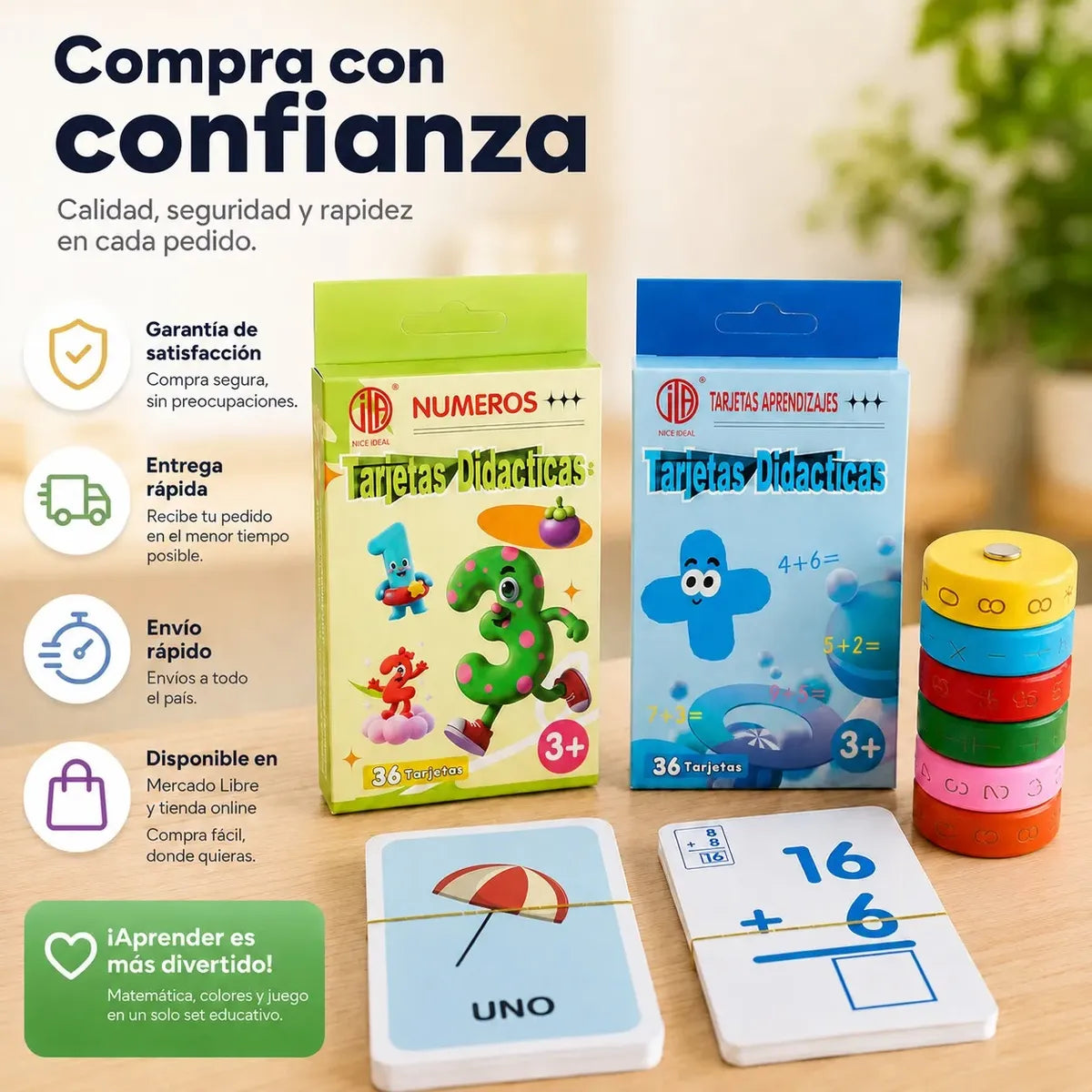 Pack 3 Juego De Madera, Aprendizaje Sumas Y Números