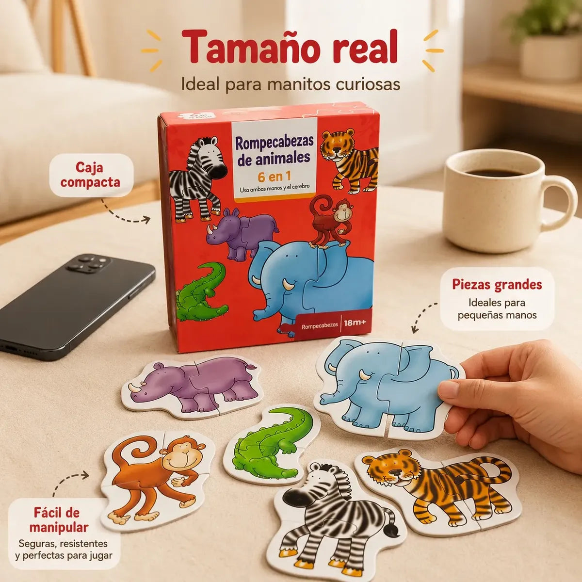 Puzzle Animales de la Selva 6 en 1
