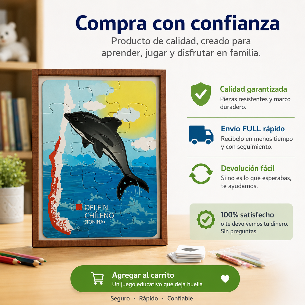 Puzle Rompecabeza Animales de chile (Tonina) Delfín
