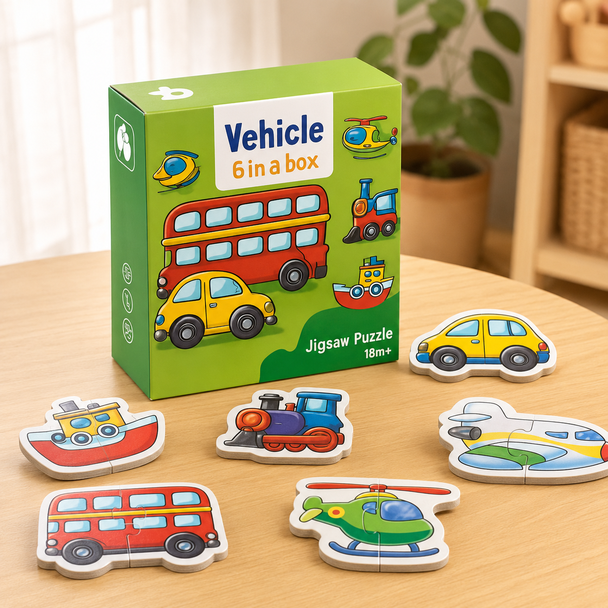 Puzzle 6 en 1 Transporte Vehículos