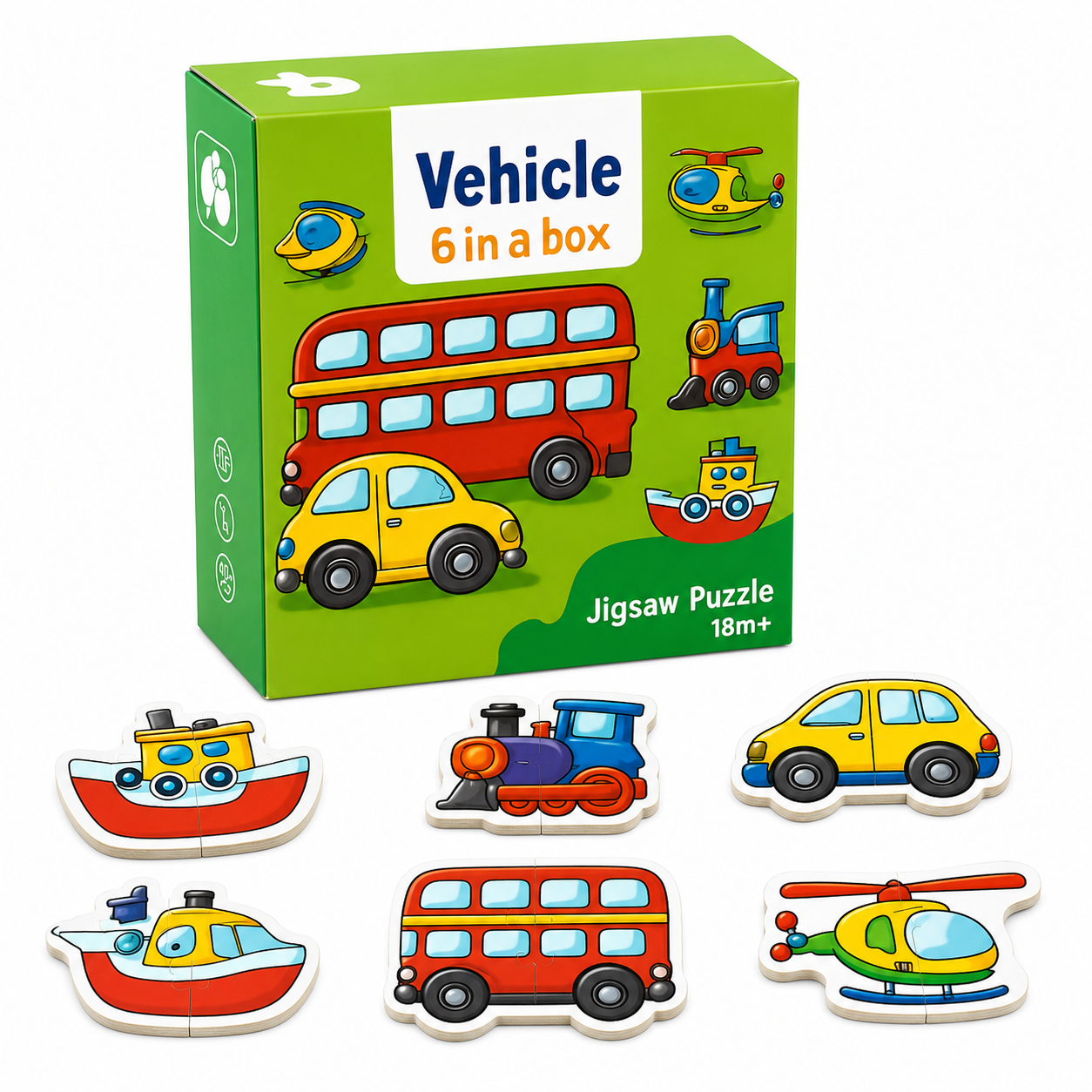 Puzzle 6 en 1 Transporte Vehículos